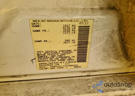 2017 Nissan Altima 2.5 from USA, damaged, VIN 1N4AL3AP2HC477909